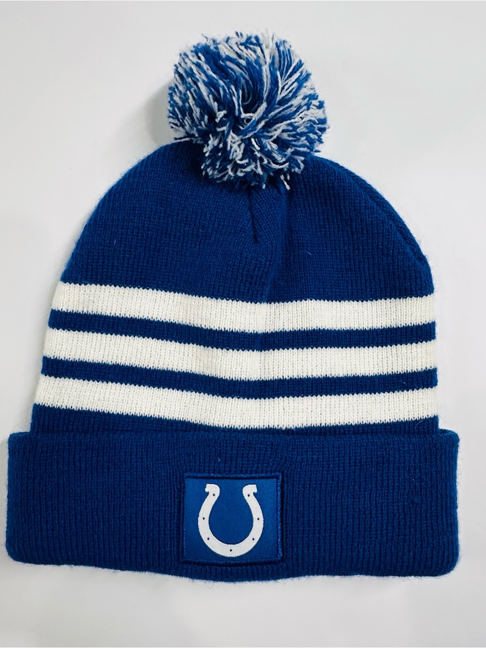 NFL Indianapolis Colts Cuffed Knit Beanie Hat with Pom Royal Blue - One Size